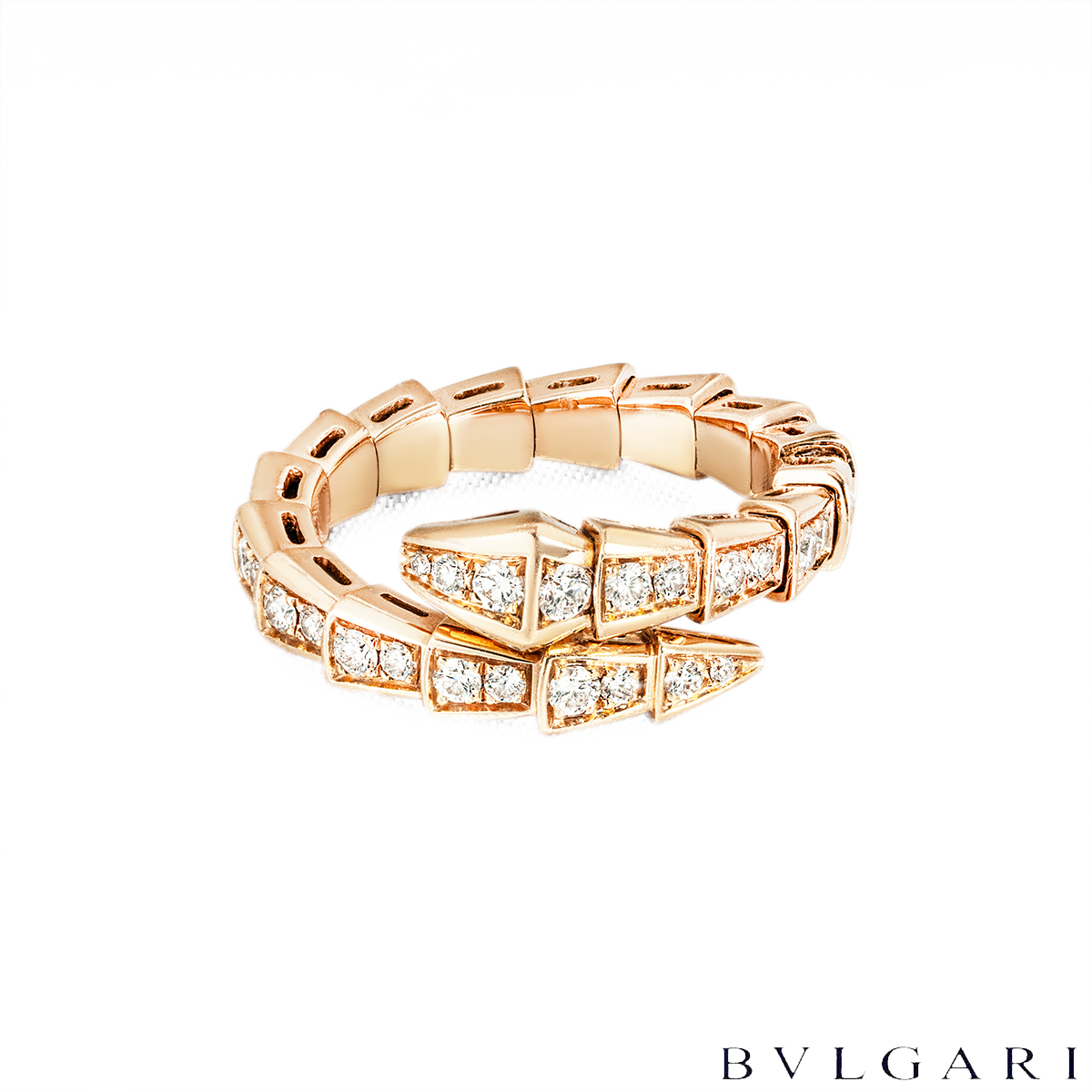 Bvglari Rose Gold Diamond Serpenti Ring 355977 Bvglari Rose Gold Diamond Serpenti Ring 355977